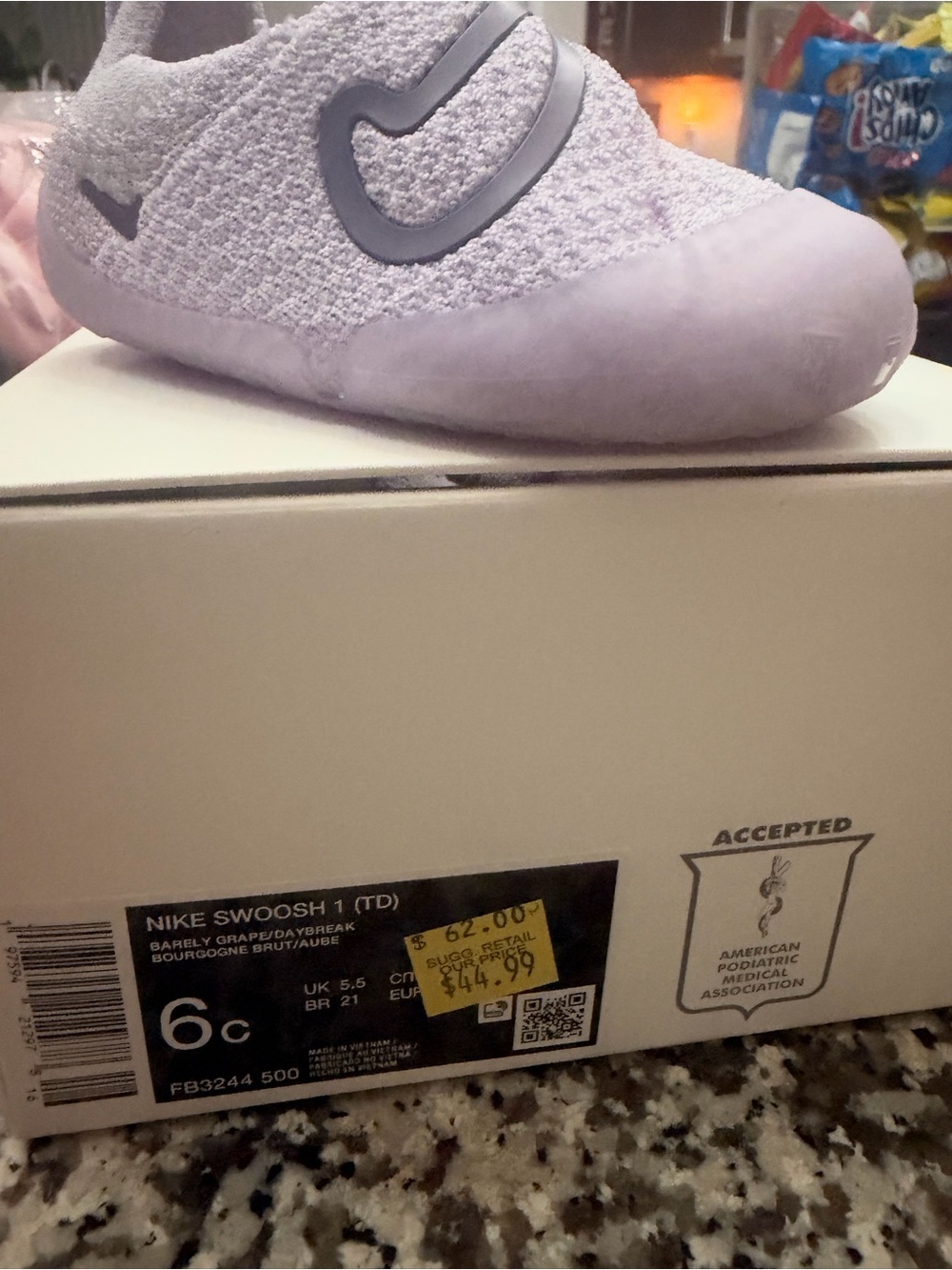 Nike Barely Grape Lilac Slip-On Baby Shoes